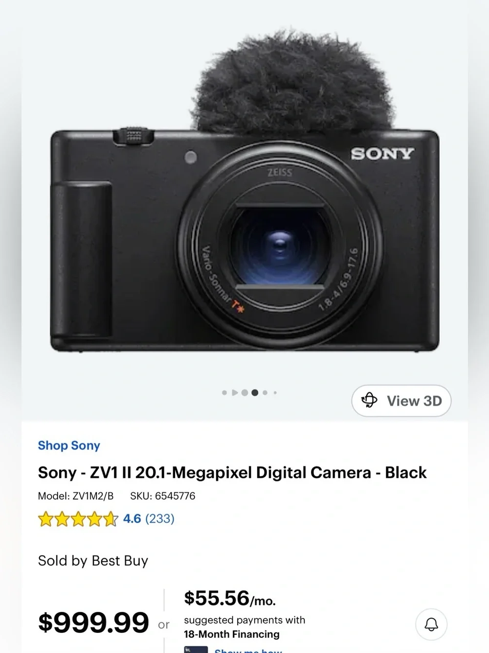 Sony - ZV1 II 20.1-Megapixel Digital Camera - EXCELLENT LIKE NEW CONDITION